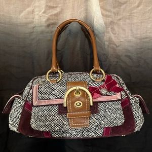 Coach rare limited edition Soho tweed satchel with suede & velvet accents